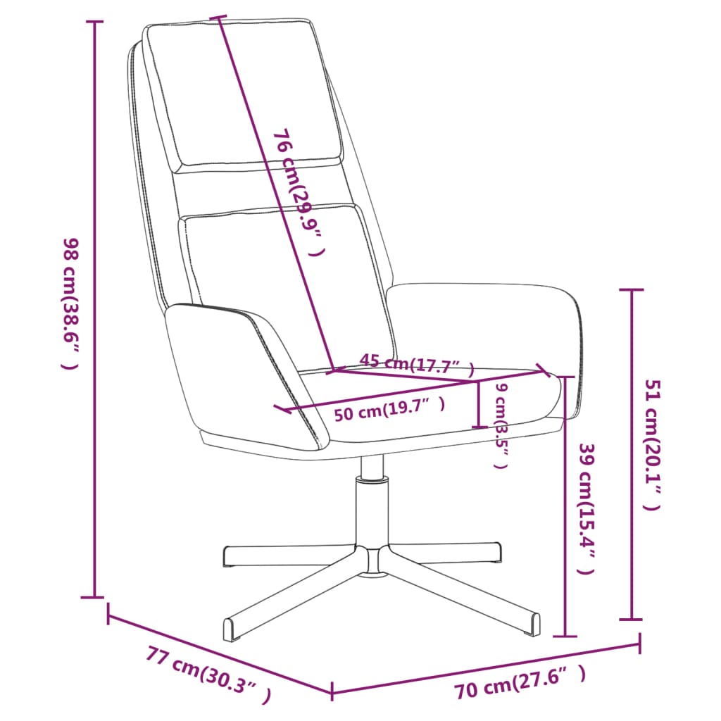 vidaXL Cadeira de descanso veludo branco nata