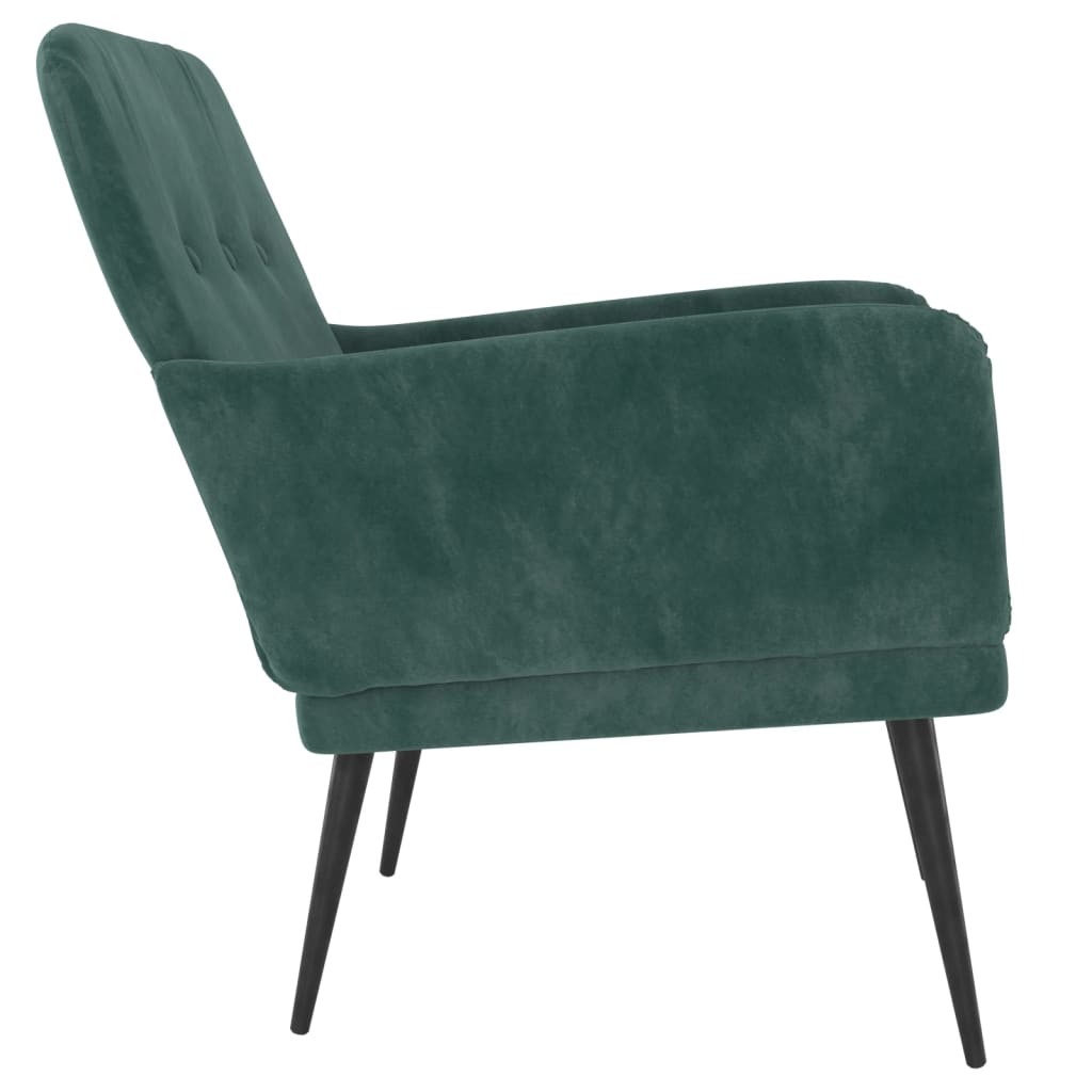 vidaXL Cadeira c/ apoio de braços 62x79x79 cm veludo verde-escuro