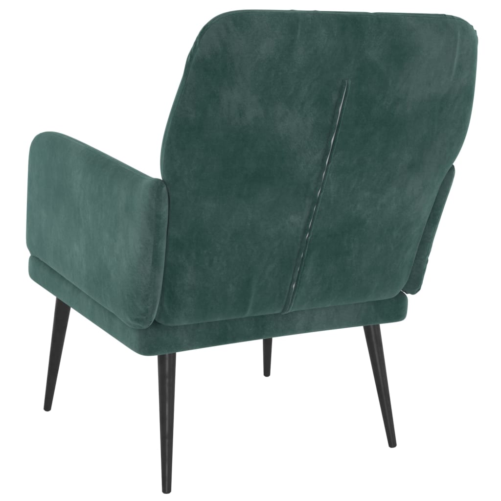 vidaXL Cadeira c/ apoio de braços 62x79x79 cm veludo verde-escuro