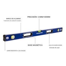 Workpro|Nível Workpro Alumínio 60 cm Magnético
