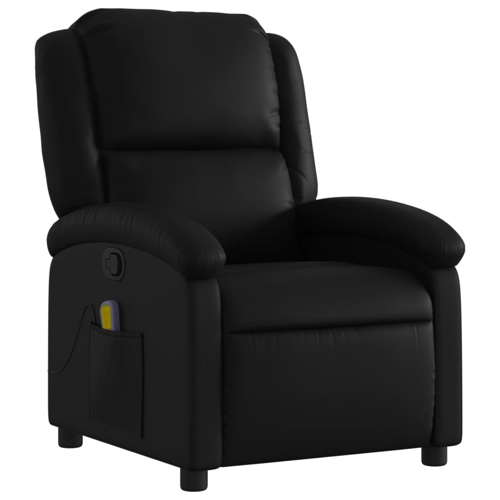 vidaXL Poltrona de massagens reclinável couro artificial preto