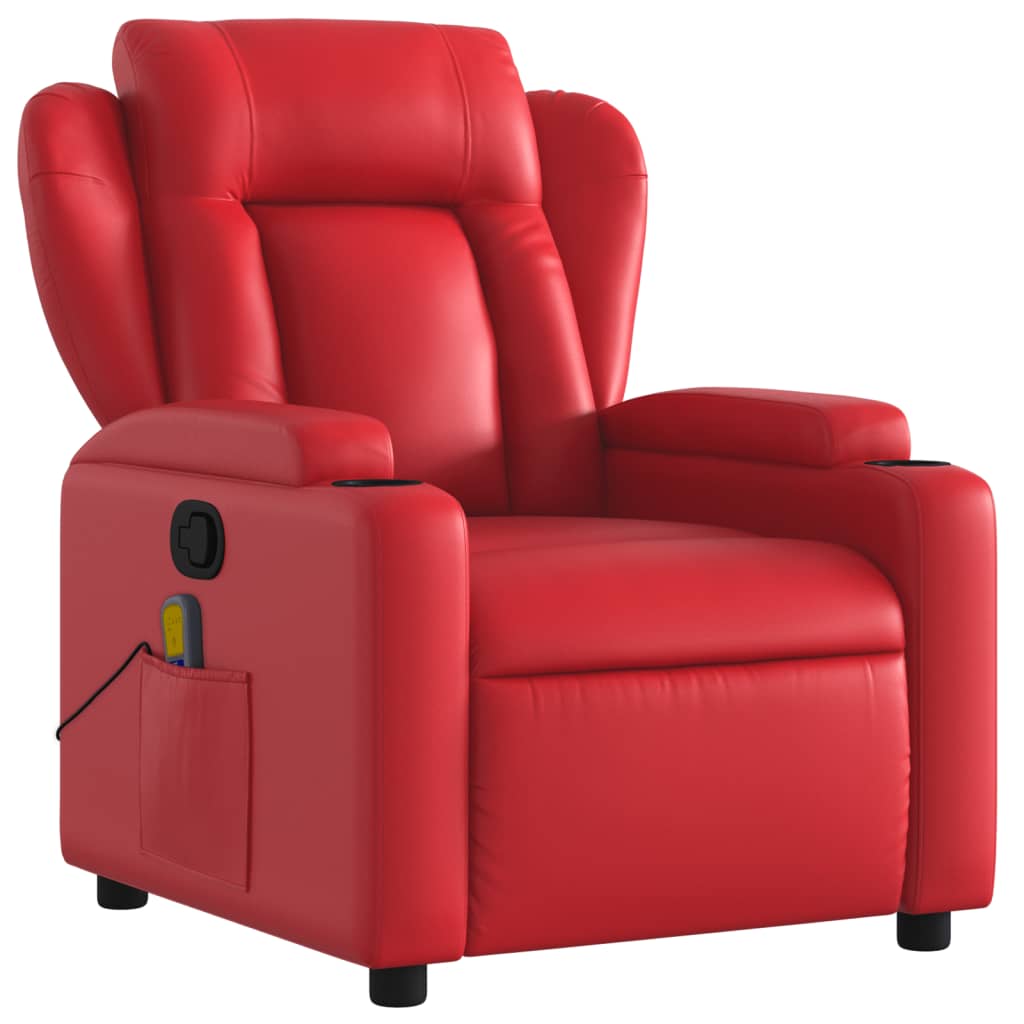 vidaXL Poltrona de massagens reclinável couro artificial vermelho