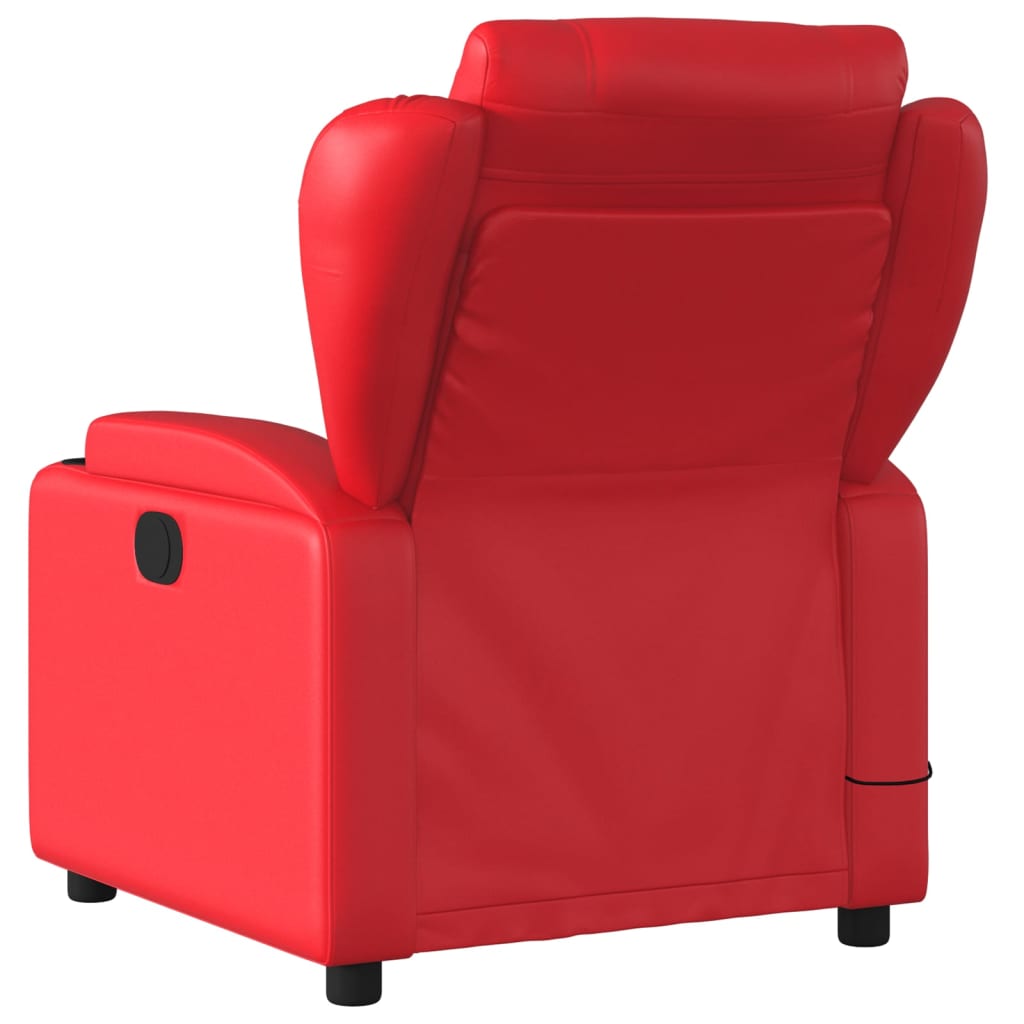 vidaXL Poltrona de massagens reclinável couro artificial vermelho