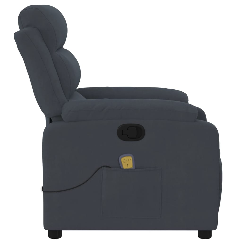 vidaXL Poltrona de massagens reclinável veludo cinzento-escuro