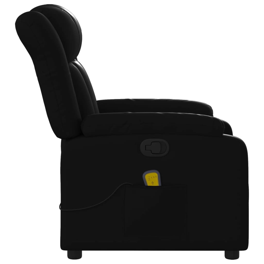 vidaXL Poltrona de massagens reclinável couro artificial preto