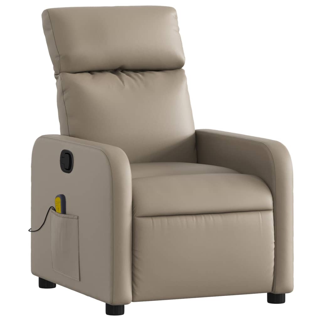 vidaXL Poltrona de massagens reclinável couro artificial cappuccino