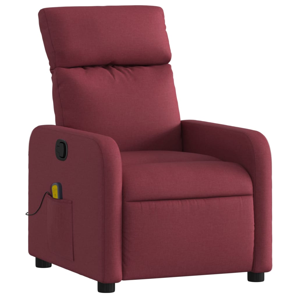 vidaXL Poltrona de massagens reclinável tecido vermelho tinto