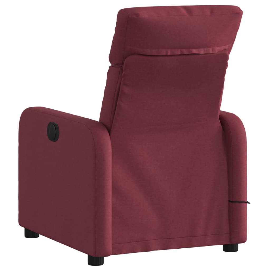 vidaXL Poltrona de massagens reclinável tecido vermelho tinto