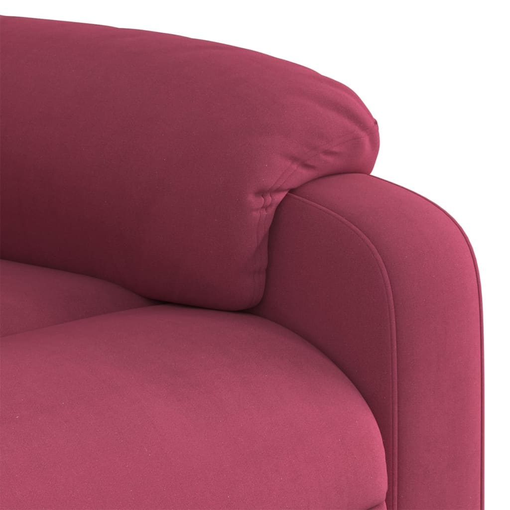 vidaXL Poltrona elevatória de massagens veludo vermelho tinto