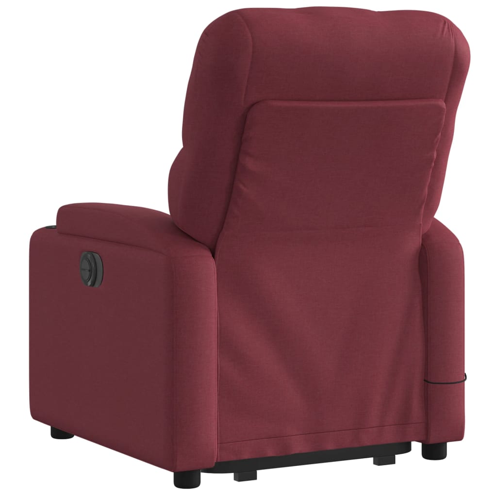 vidaXL Poltrona de massagens reclin. elevatória tecido vermelho tinto