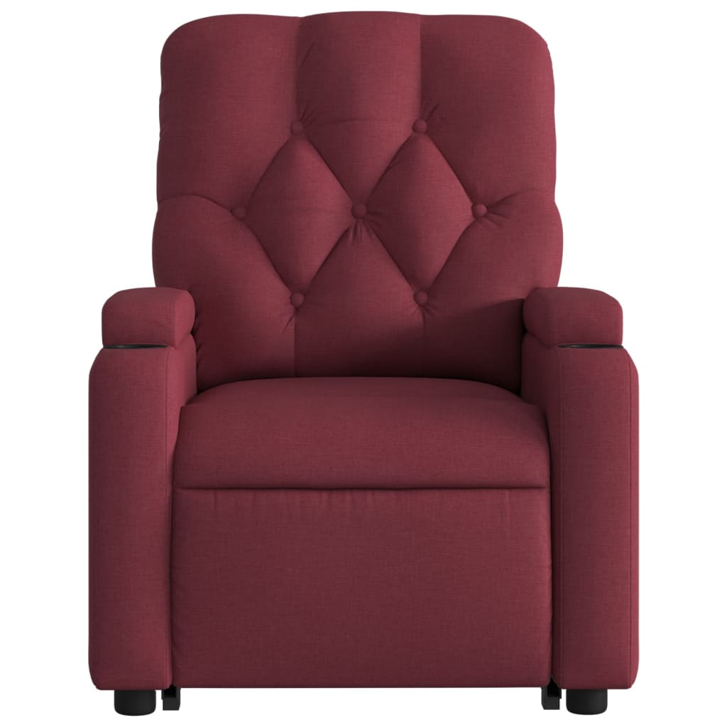 vidaXL Poltrona de massagens reclin. elevatória tecido vermelho tinto