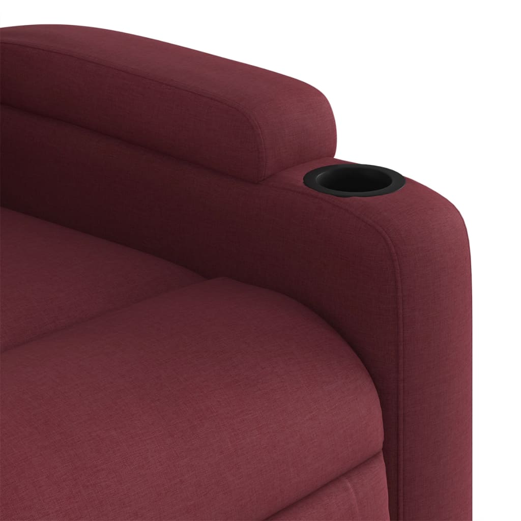 vidaXL Poltrona de massagens reclin. elevatória tecido vermelho tinto