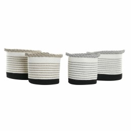 Conjunto de Cestas DKD Home Decor Branco Castanho Preto Cinzento Riscas Boho 30 x 30 x 30 cm Plástico 2 Peças (2 Unidades) (4 pc