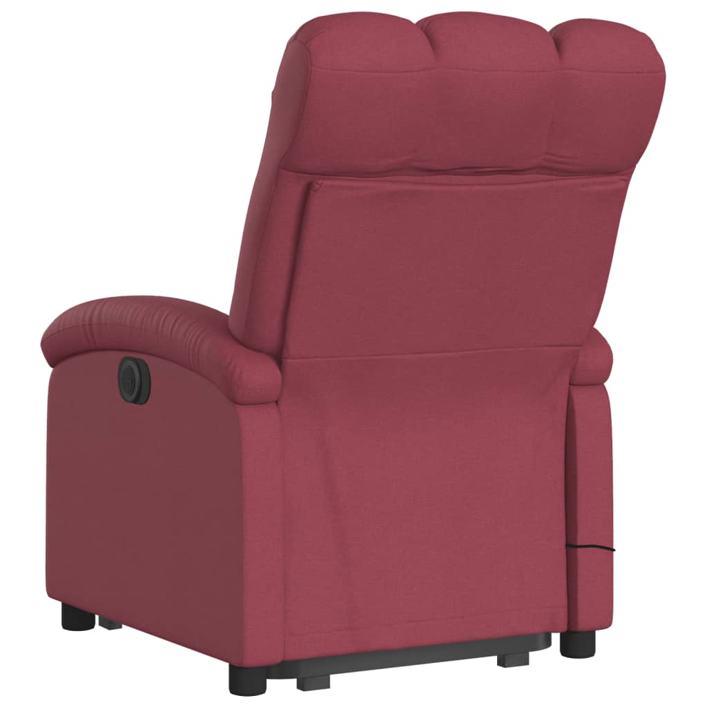 vidaXL Poltrona de massagens reclin. elevatória tecido vermelho tinto