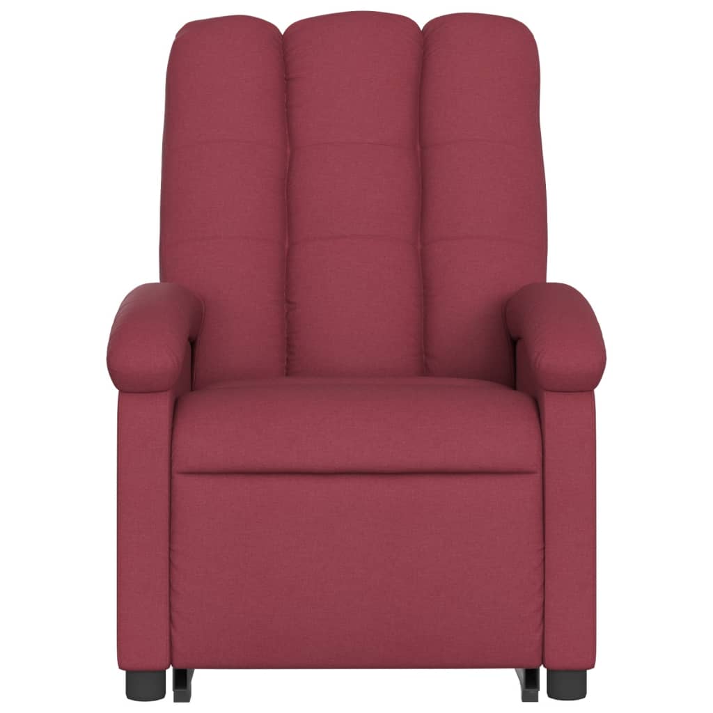 vidaXL Poltrona de massagens reclin. elevatória tecido vermelho tinto