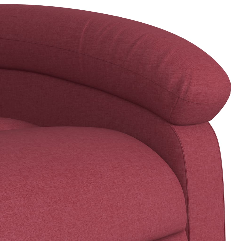 vidaXL Poltrona de massagens reclin. elevatória tecido vermelho tinto