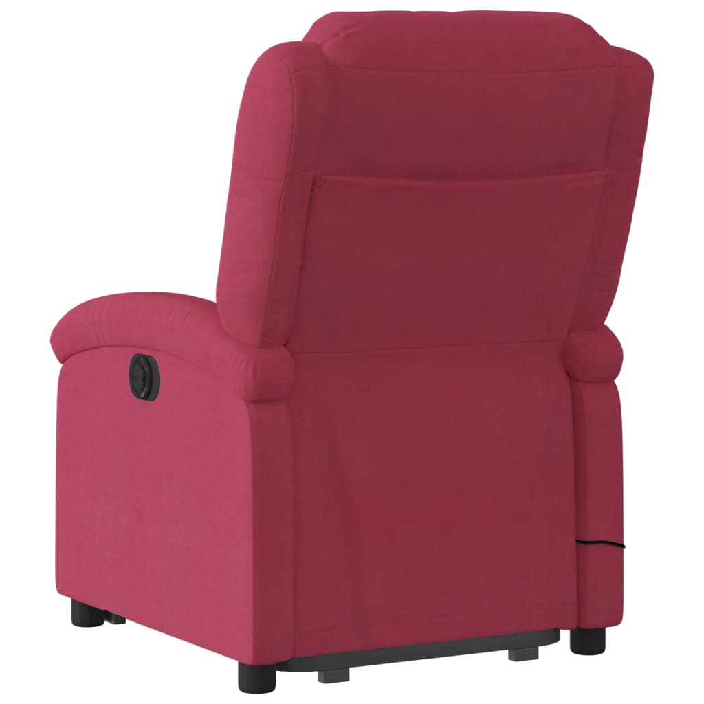 vidaXL Poltrona massagens elevatória elétrica veludo vermelho-tinto