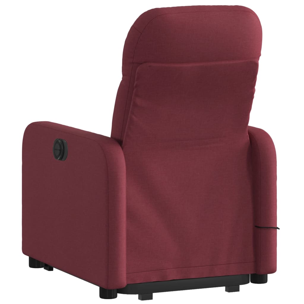 vidaXL Poltrona de massagens reclin. elevatória tecido vermelho tinto