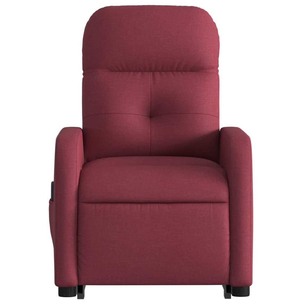 vidaXL Poltrona de massagens reclin. elevatória tecido vermelho tinto