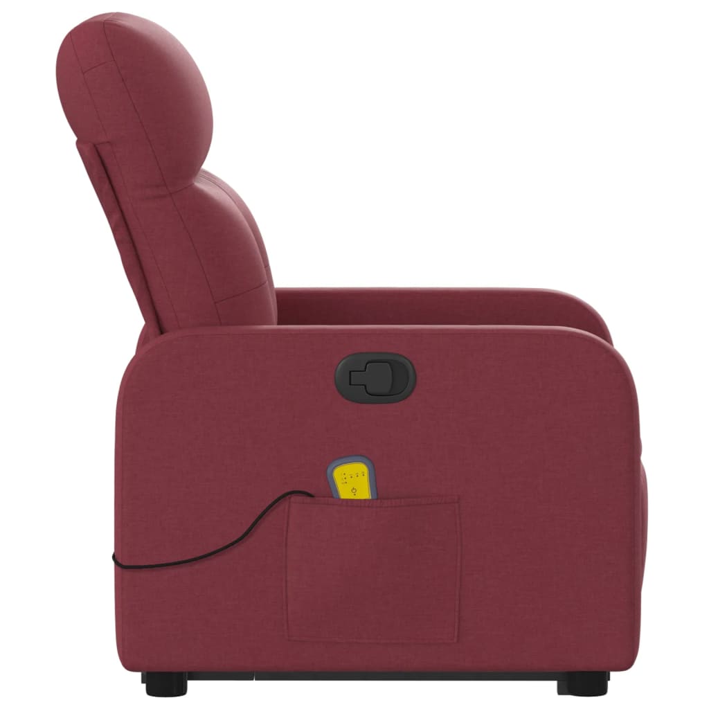 vidaXL Poltrona de massagens reclin. elevatória tecido vermelho tinto