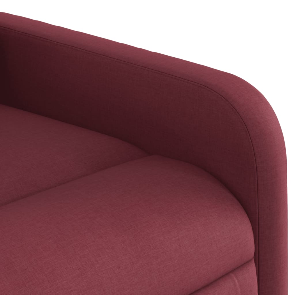 vidaXL Poltrona de massagens reclin. elevatória tecido vermelho tinto