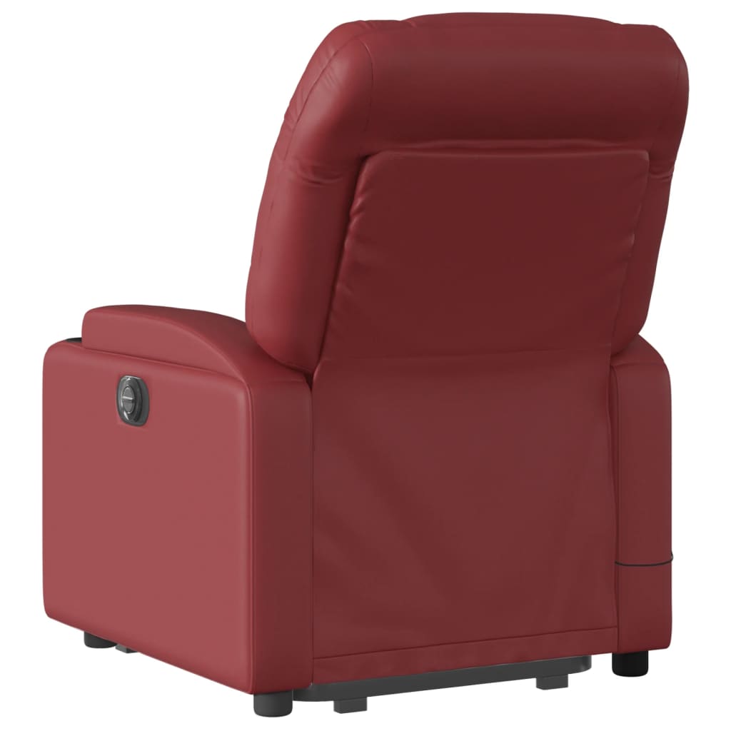 vidaXL Poltrona massagens reclinável couro artificial vermelho tinto