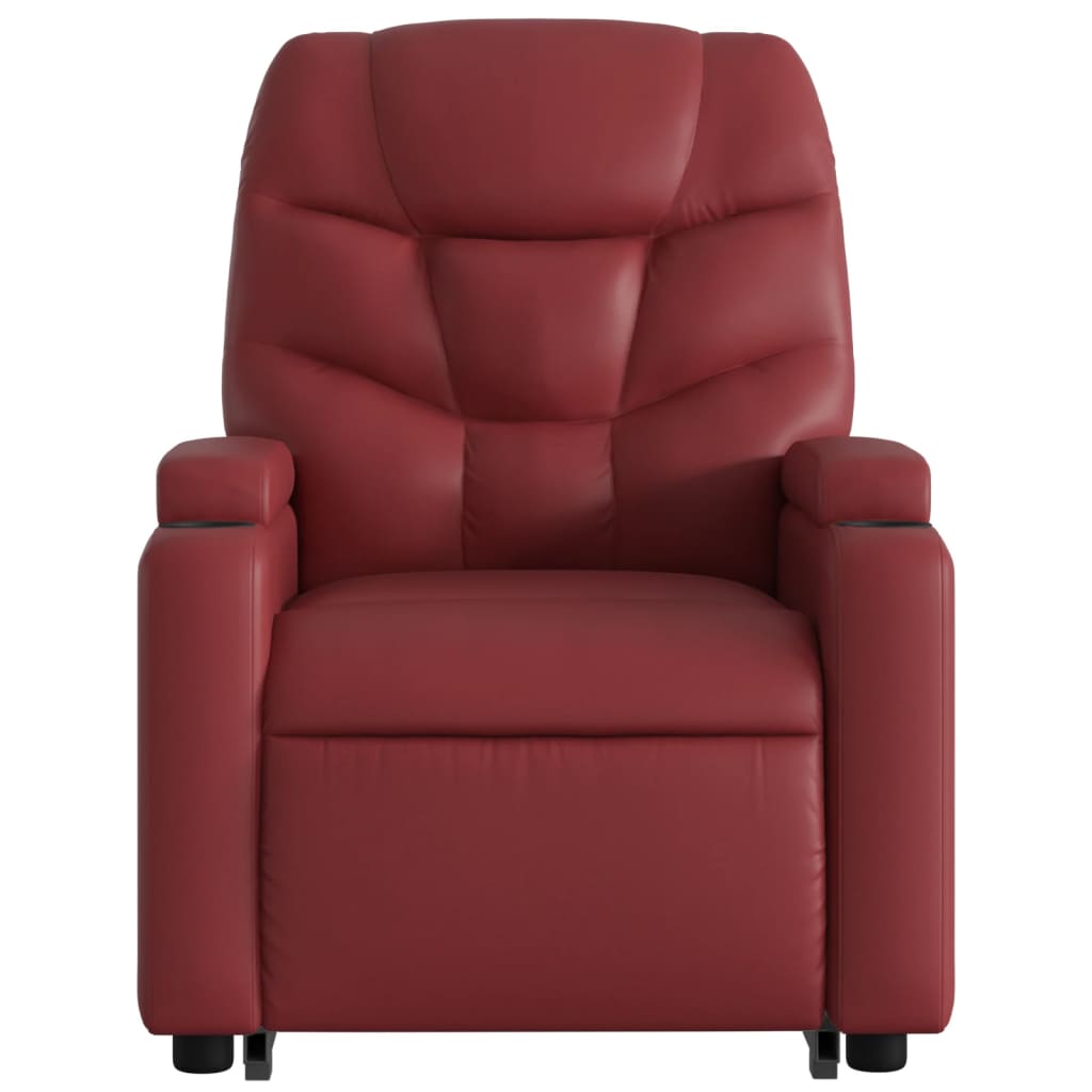 vidaXL Poltrona massagens reclinável couro artificial vermelho tinto