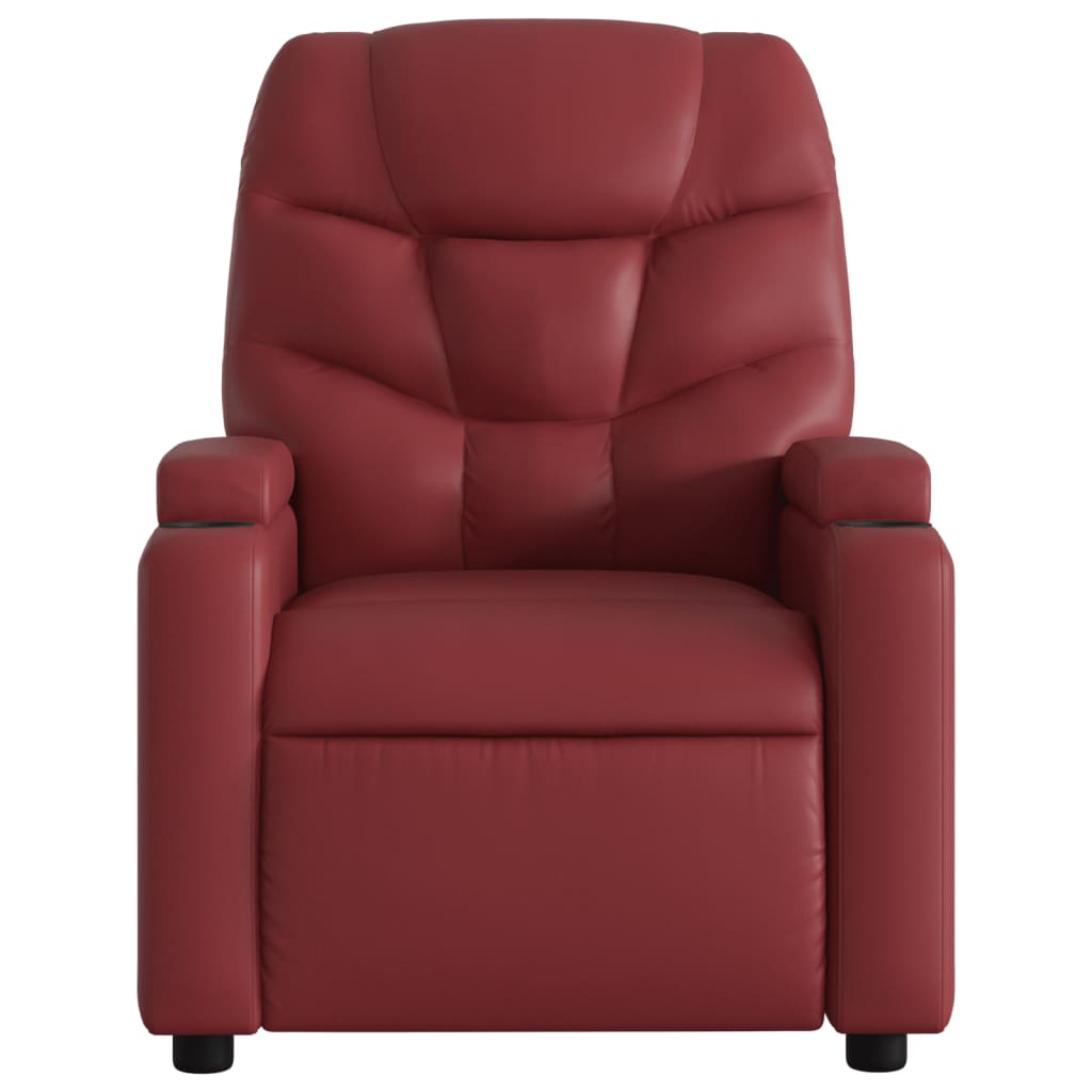 vidaXL Poltrona reclin. elevatória elétrica couro artif vermelho-tinto