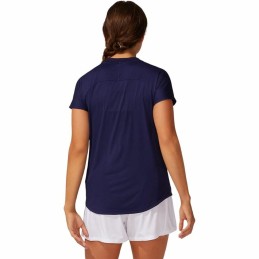 Camisola de Manga Curta Mulher Asics Court Piping Azul