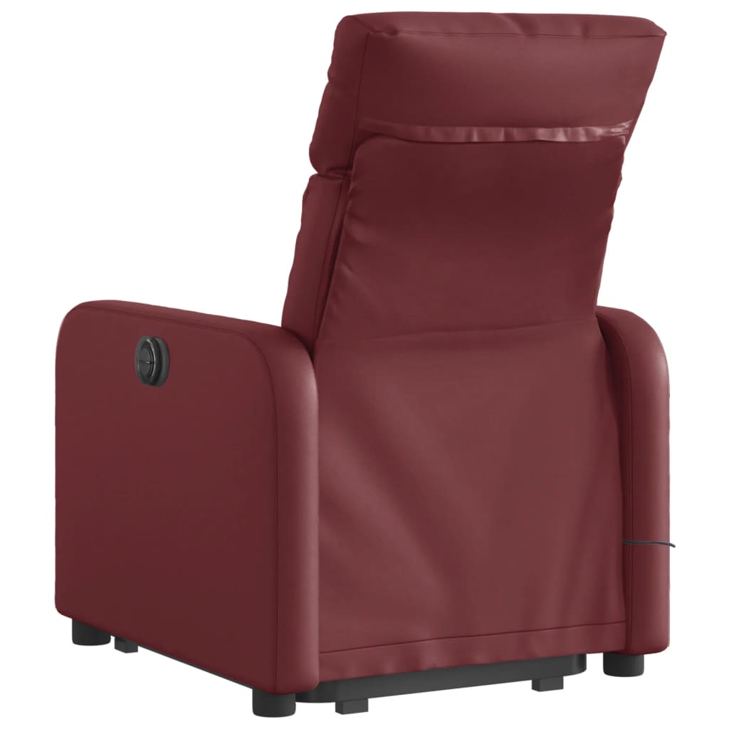 vidaXL Poltrona reclin. elevatória elétrica couro artif vermelho-tinto