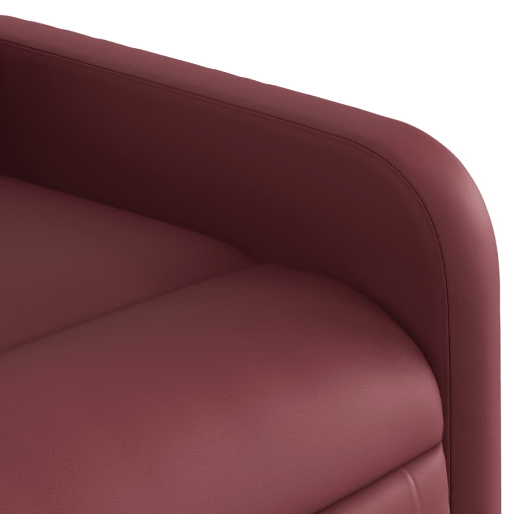 vidaXL Poltrona reclin. elevatória elétrica couro artif vermelho-tinto