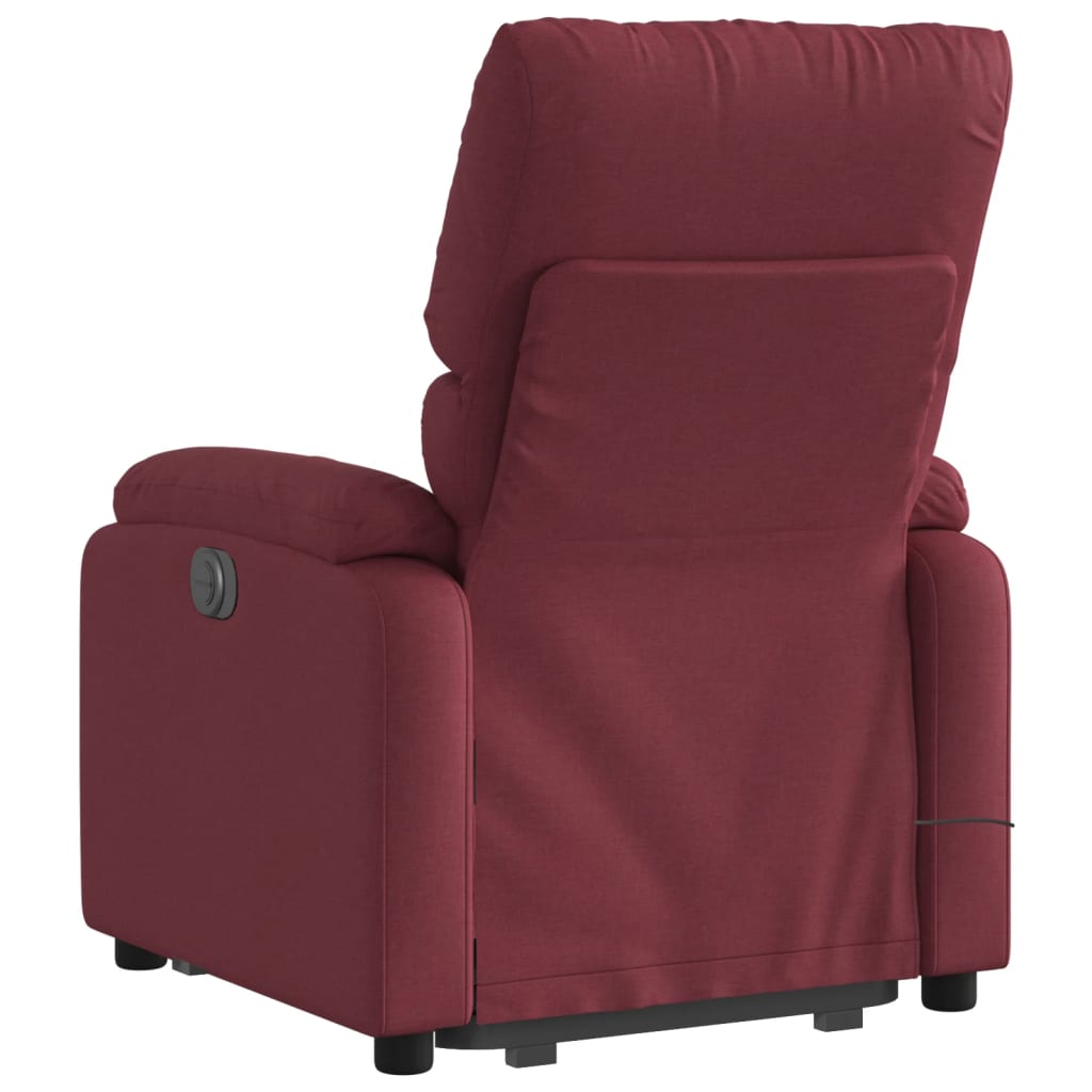 vidaXL Poltrona elevatória de massagens elétrica tecido vermelho tinto