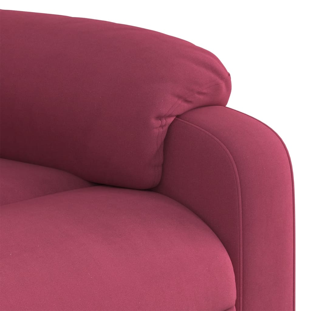 vidaXL Poltrona de massagens reclinável elétrica veludo vermelho tinto