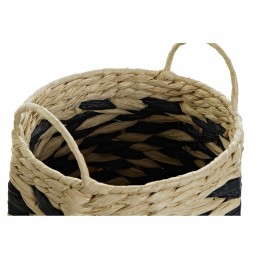 Conjunto de Cestas DKD Home Decor Preto Marrom claro Fibra natural Boho 30 x 30 x 30 cm 2 Peças (2 Unidades)