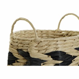 Conjunto de Cestas DKD Home Decor Preto Marrom claro Fibra natural Boho 30 x 30 x 30 cm 2 Peças (2 Unidades)