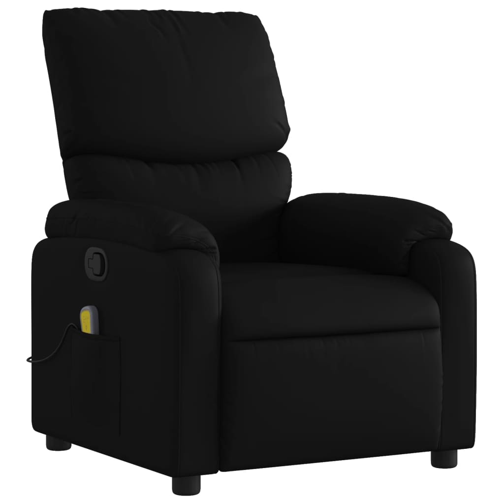 vidaXL Poltrona de massagens reclinável couro artificial preto