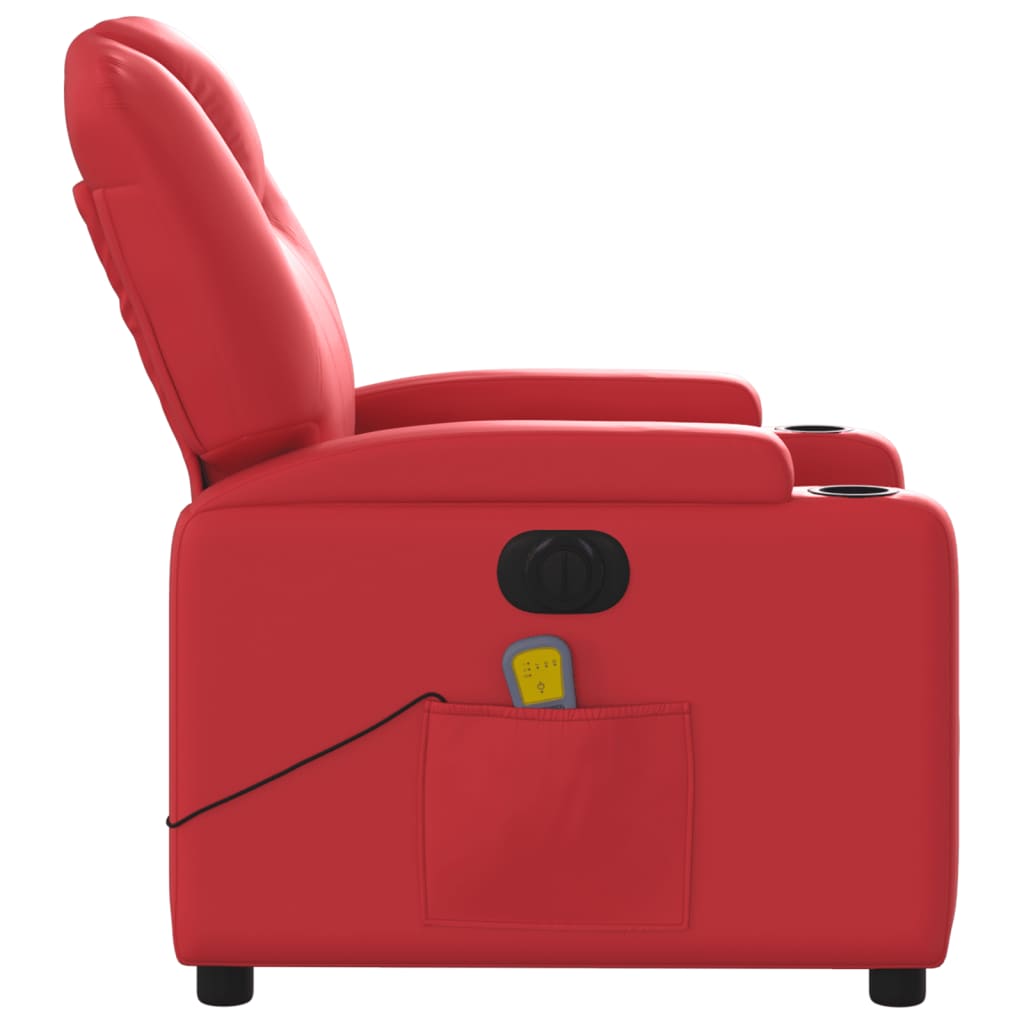 vidaXL Poltrona massagens reclinável elétrica couro artif. vermelho