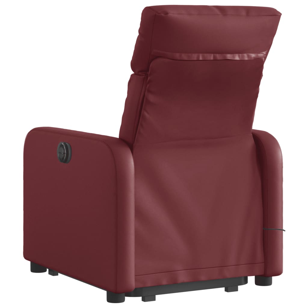 vidaXL Poltrona massagens reclinável couro artificial vermelho tinto