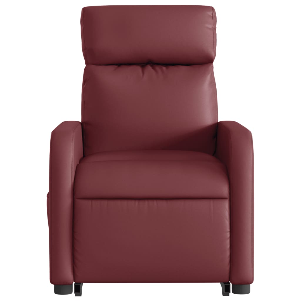 vidaXL Poltrona massagens reclinável couro artificial vermelho tinto