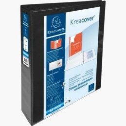 Exacompta|Pasta com argolas Exacompta Kreacover Preto A4+ Personalizável (10 Unidades)