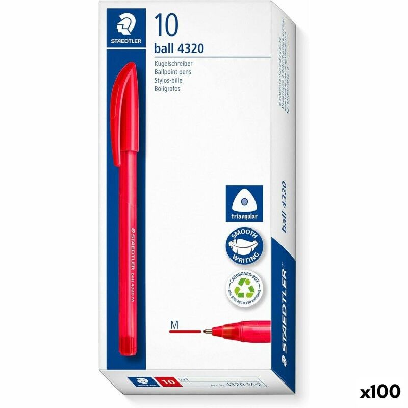Staedtler|Conjunto de Canetas Staedtler Ball 4320 Vermelho 1 mm (100 Unidades)