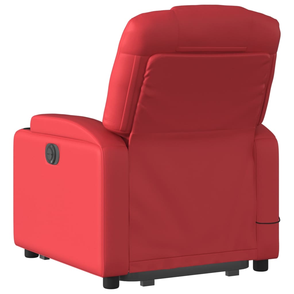 vidaXL Poltrona massagens reclinável elevatória couro artif. vermelho