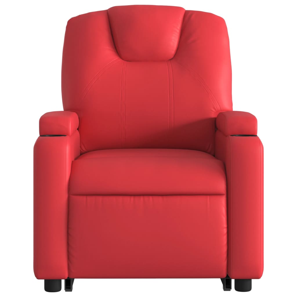 vidaXL Poltrona massagens reclinável elevatória couro artif. vermelho