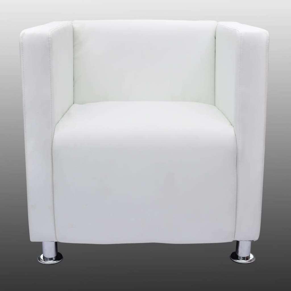 vidaXL Poltrona em forma de cubo couro artificial branco