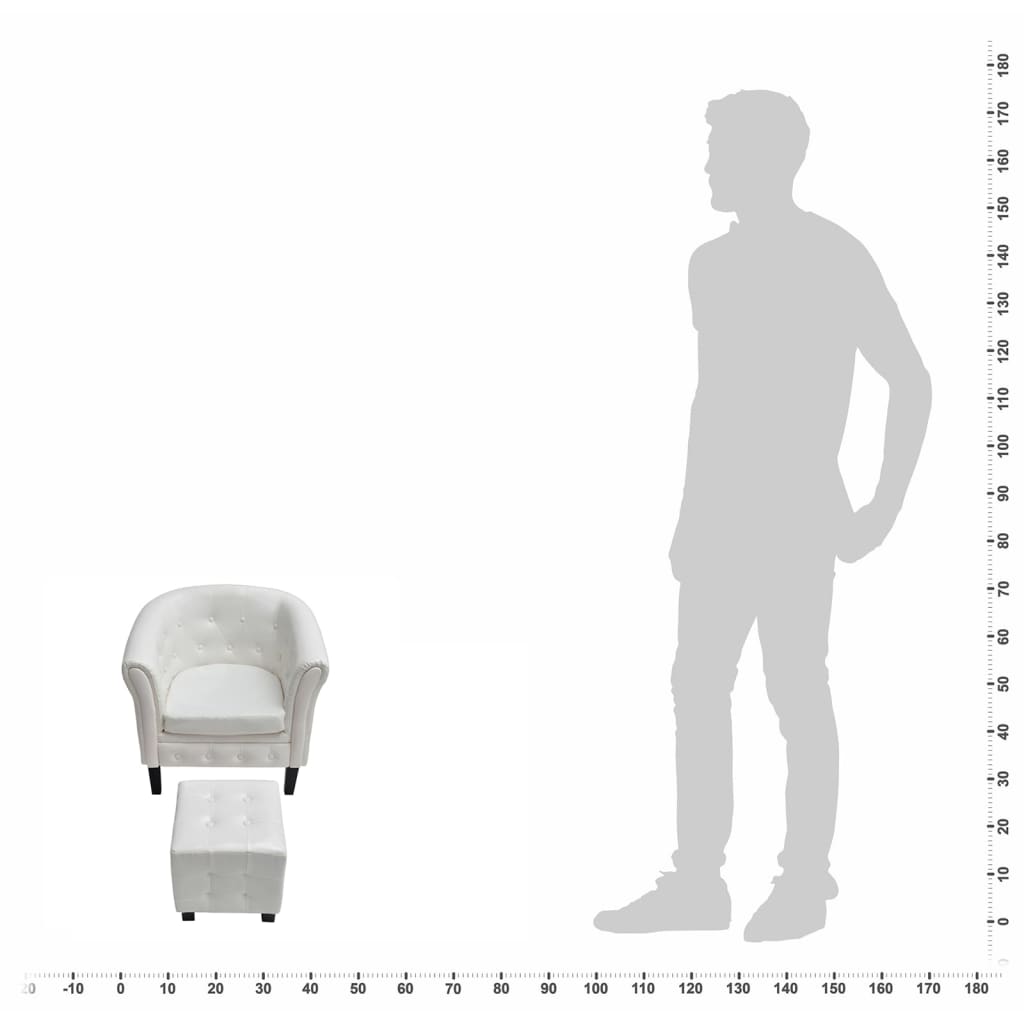 vidaXL Poltrona com apoio de pés couro artificial branco