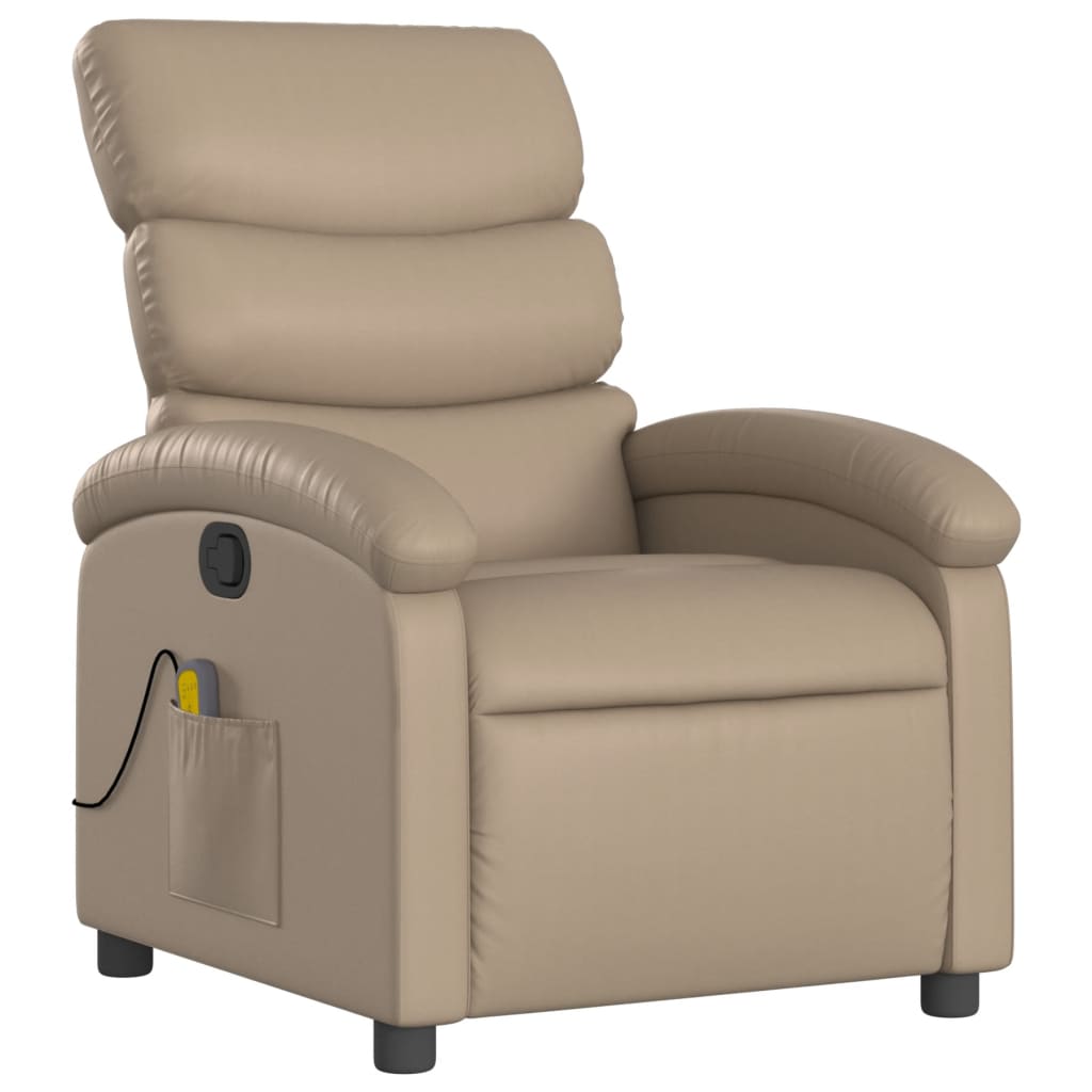 vidaXL Poltrona de massagens reclinável couro artificial cappuccino