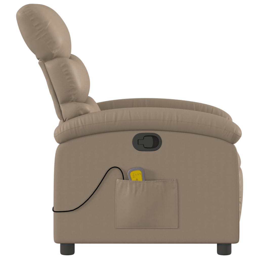 vidaXL Poltrona de massagens reclinável couro artificial cappuccino