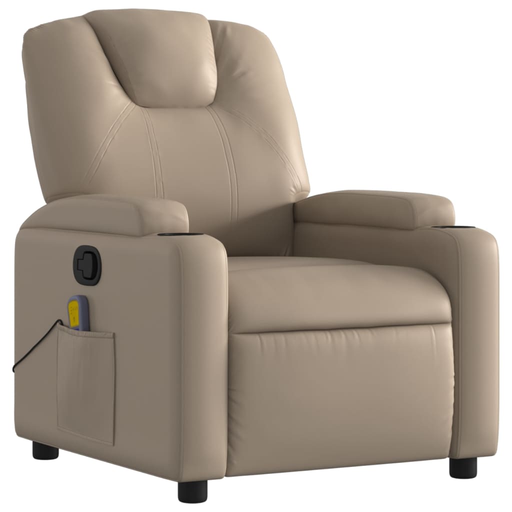 vidaXL Poltrona de massagens reclinável couro artificial cappuccino