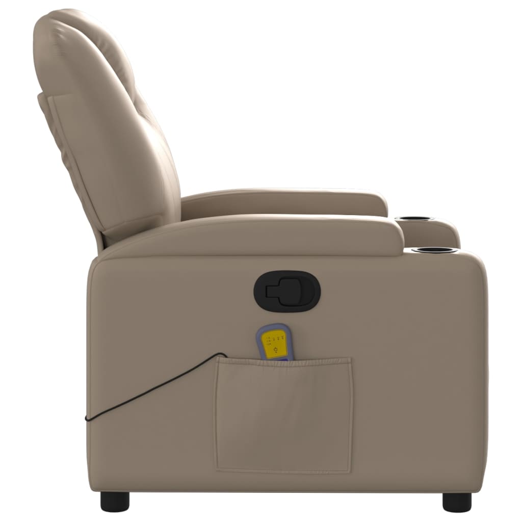 vidaXL Poltrona de massagens reclinável couro artificial cappuccino