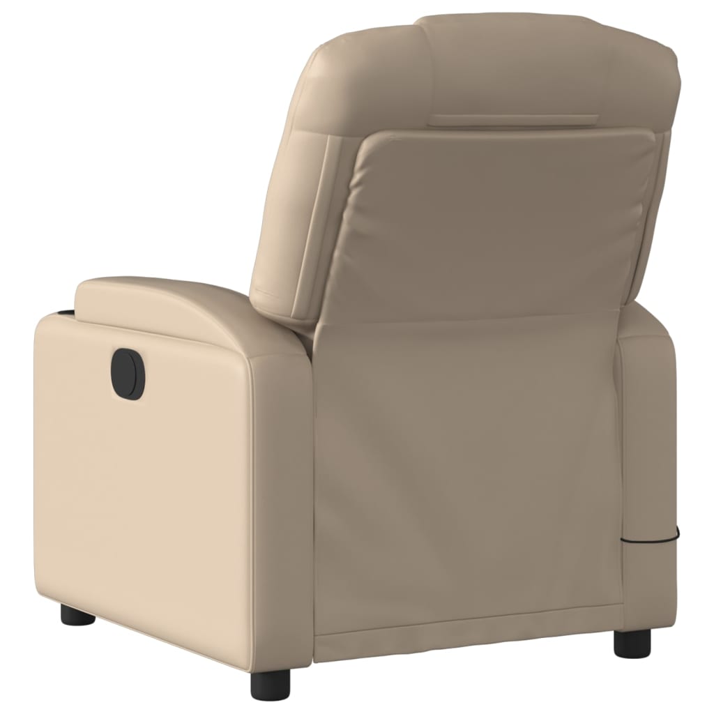 vidaXL Poltrona de massagens reclinável couro artificial cappuccino